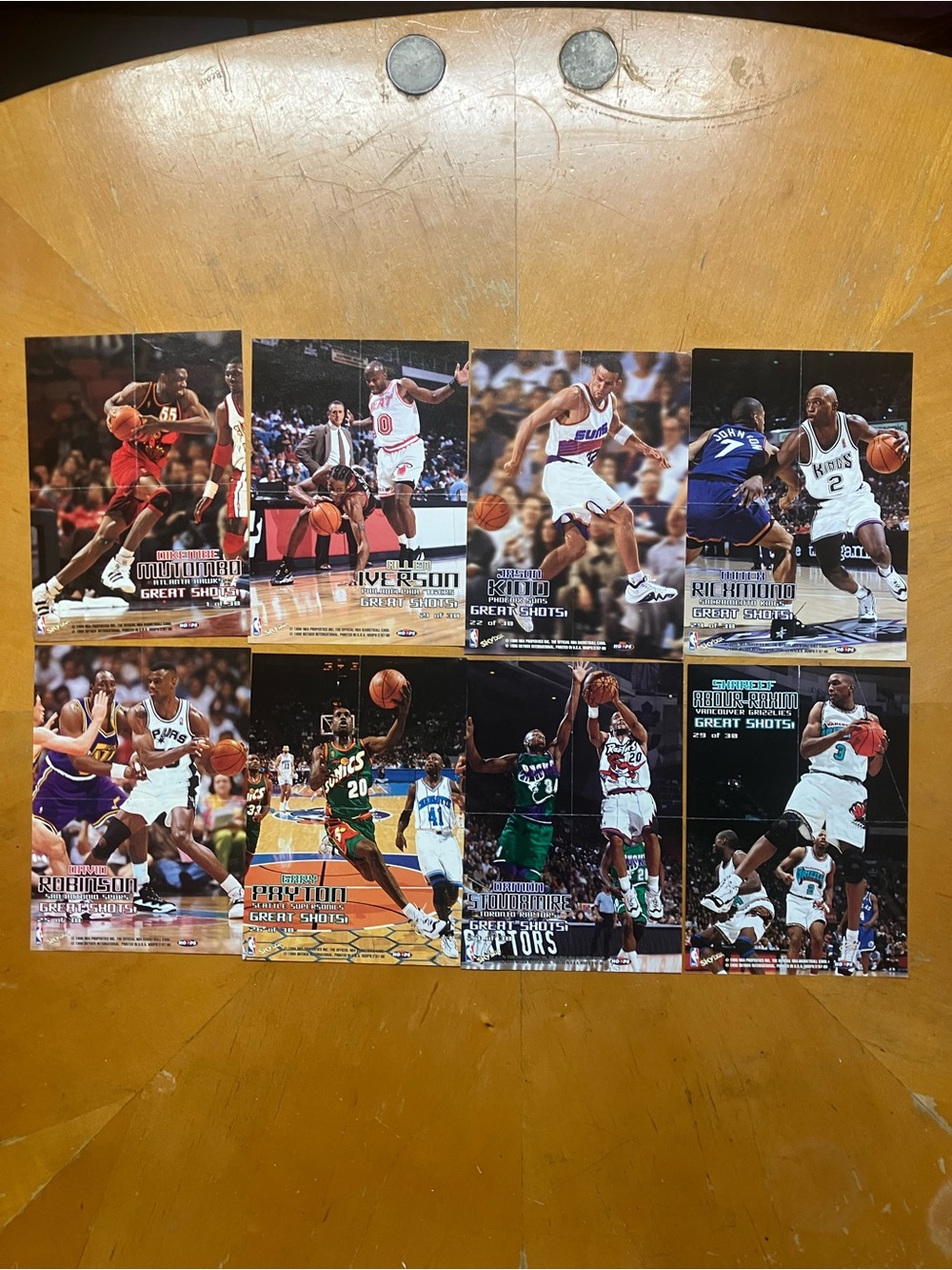 Vintage 1997-98 NBA Hoops Great Shots Mini Poster Card Lot Allen Iverson 5x7